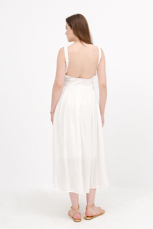 Kare Yaka Midi Elbise E17379 - 6