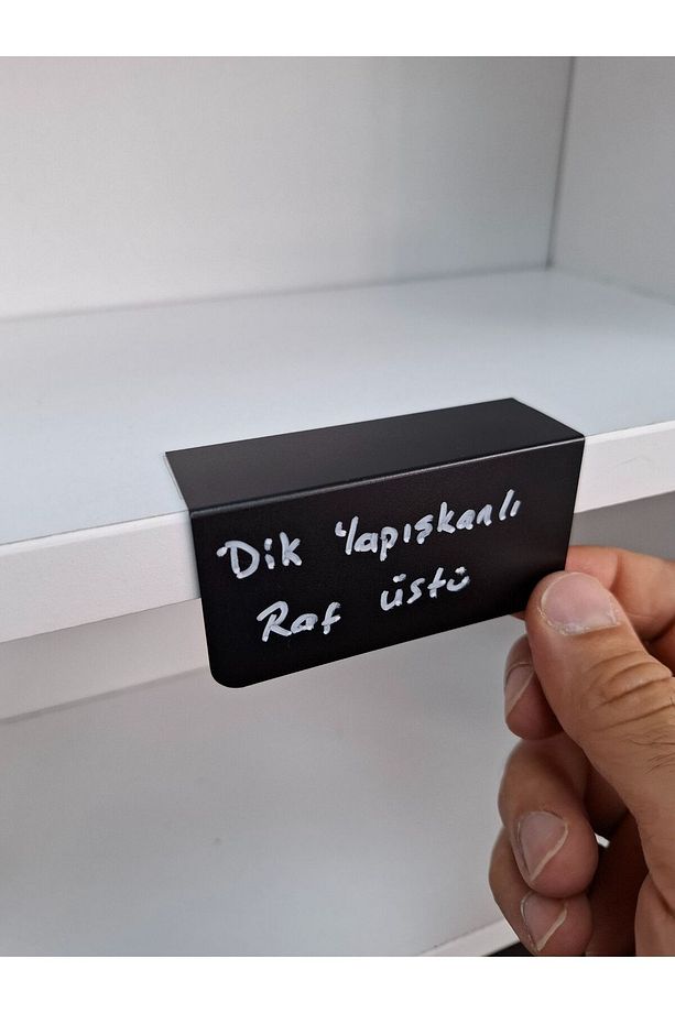 10 Ad PVC Karatahta Siyah Ürün Etiket 8x4 cm Yapışkanlı Raf Fiyat Etiketi Dik Yapışan isimlik - 7