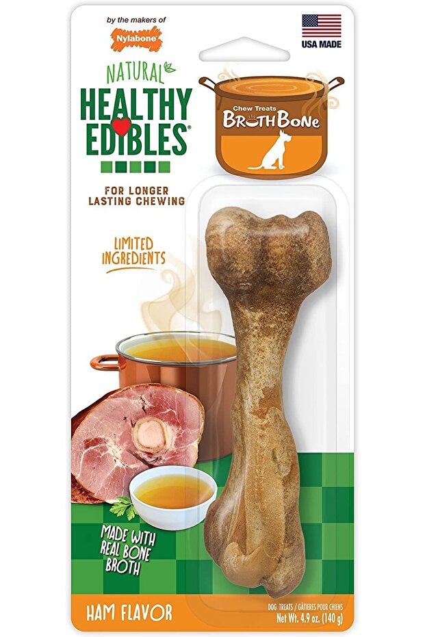 Healthy Edibles Bone Broth Ham 1Ct Card Large Edible Treats
