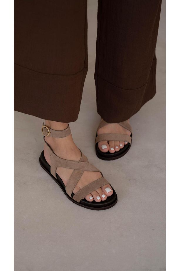 Rabiot Camel Süet Hakiki Deri Sandalet - 5