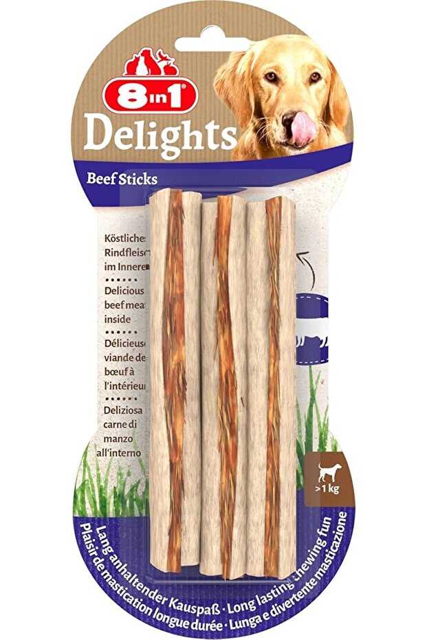 8in1 Delights Beef Sticks 3Ct