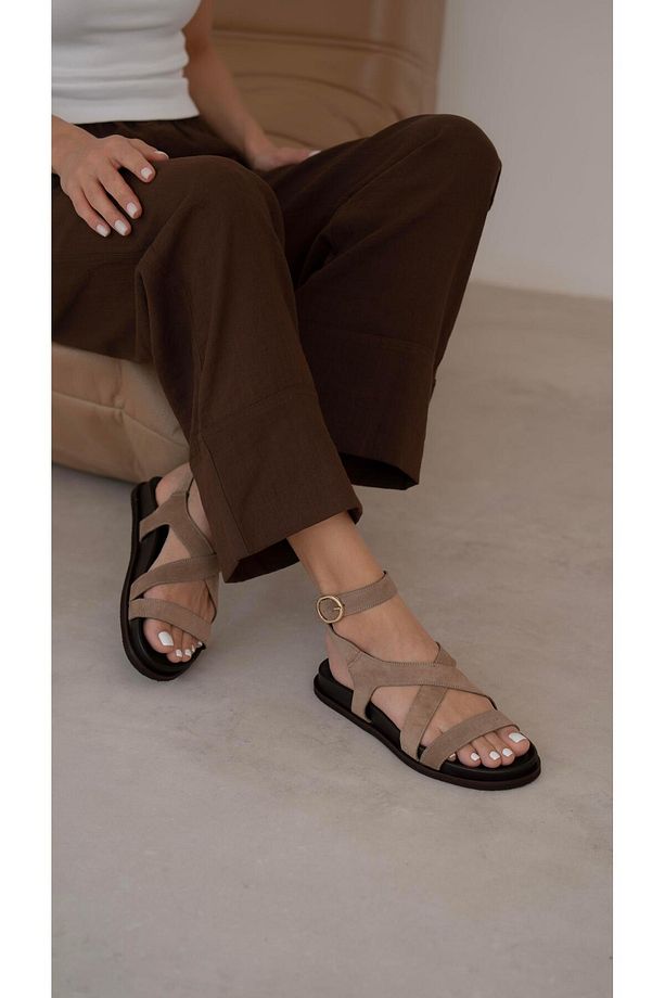 Rabiot Camel Süet Hakiki Deri Sandalet - 4