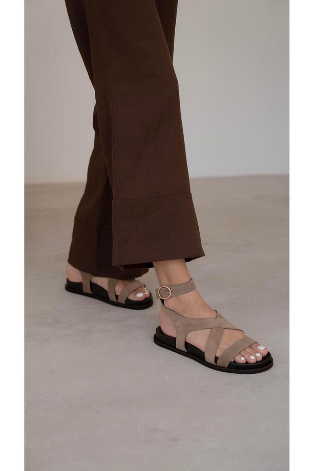 Rabiot Camel Süet Hakiki Deri Sandalet - 1