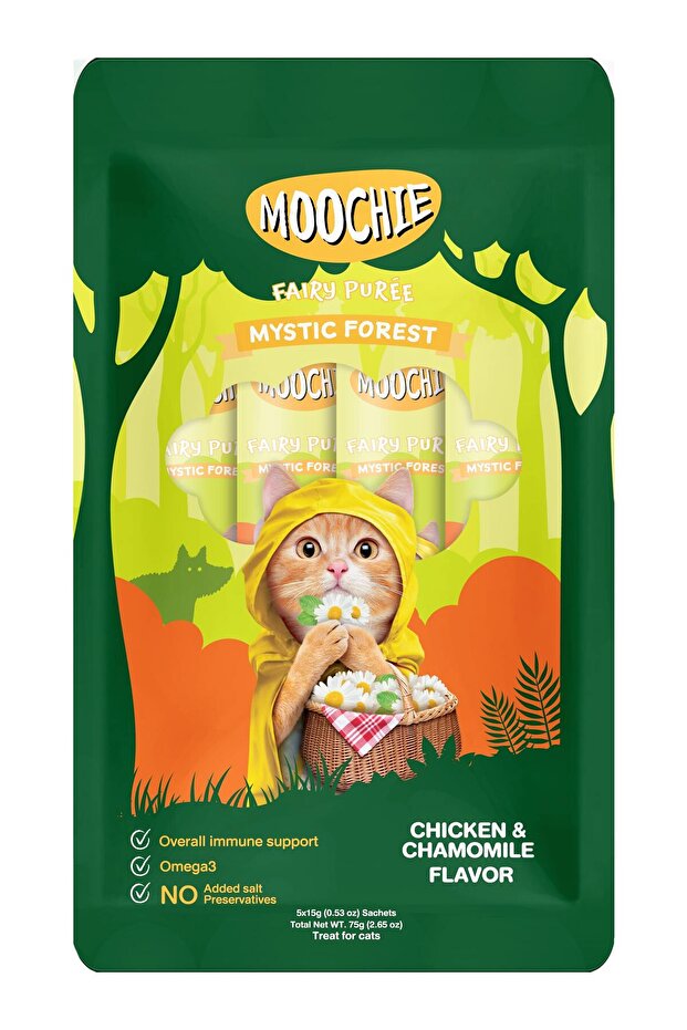 Moochie Mystic Forest Chicken & Chamomile Flavor 5x15g - pouch Pack of 12