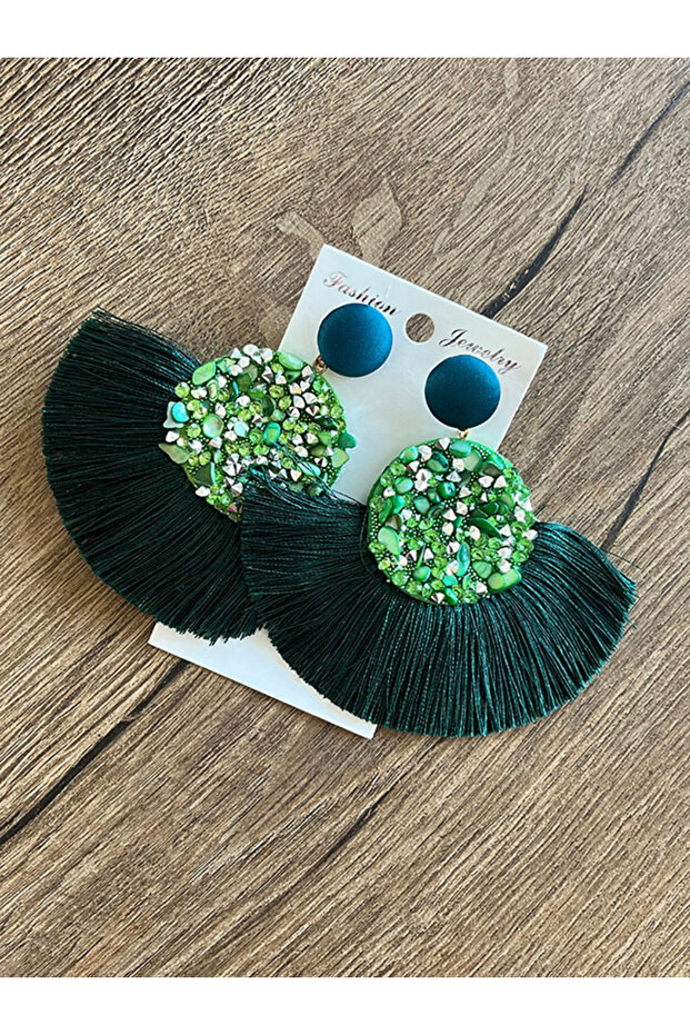 Large Tassel Colorful Beaded Style Women's Earrings