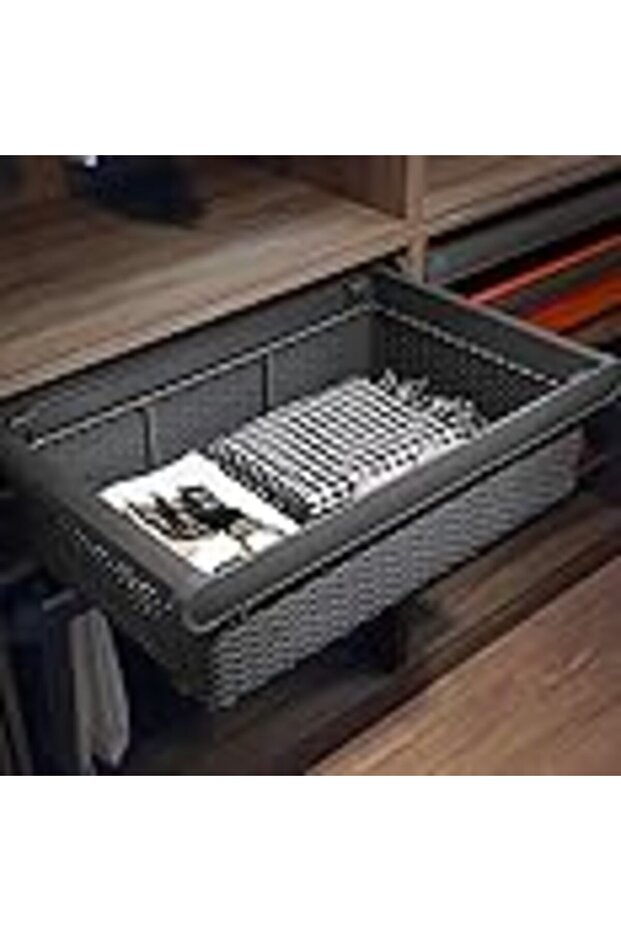 Pull-Out Expandable Rattan Clothes Organizing Basket with Sliding Shelf Storage Detachable