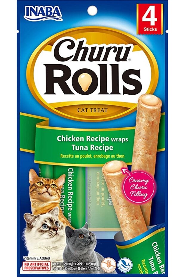 Inaba Churu Chicken Recipe Wraps Tuna Recipe 40g - 4 Sticks Per Pack