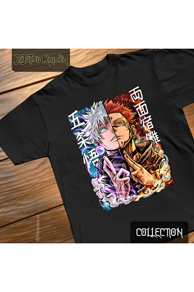 Jujutsu Kaisen Anime Ryomen Sukuna X Satoru Gojo Strongest Oversize Printed T-Shirt