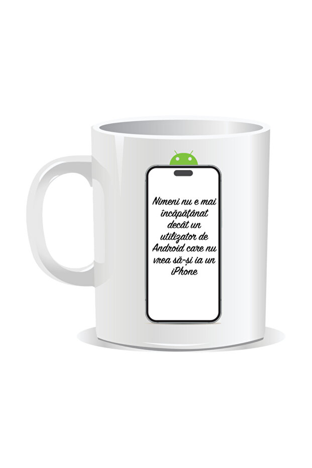 Personalized mug with funny message, Android vs iPhone - White interior - 2