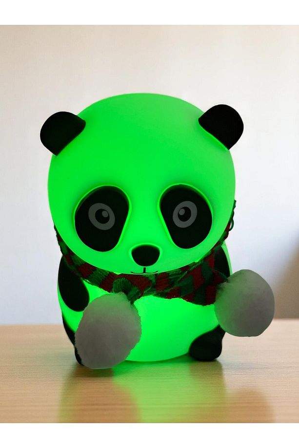 Sevimli Panda Figürlü Gece Lambası – RGB LED, USB Şarjlı, Yumuşak Silikon Gövde - 5