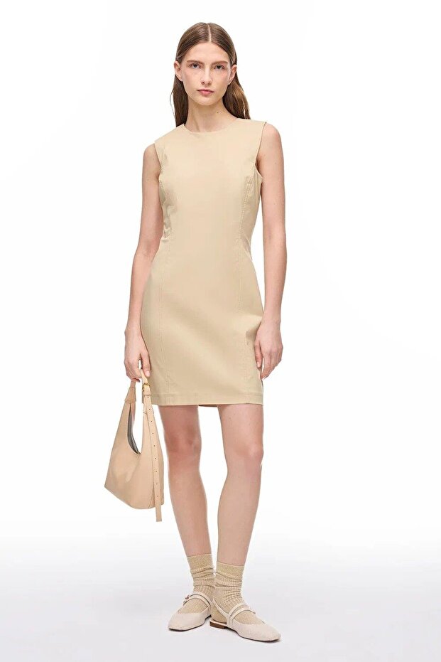 Φόρεμα Ginas 3840-Ανοιχτό καμηλότριχο - 1