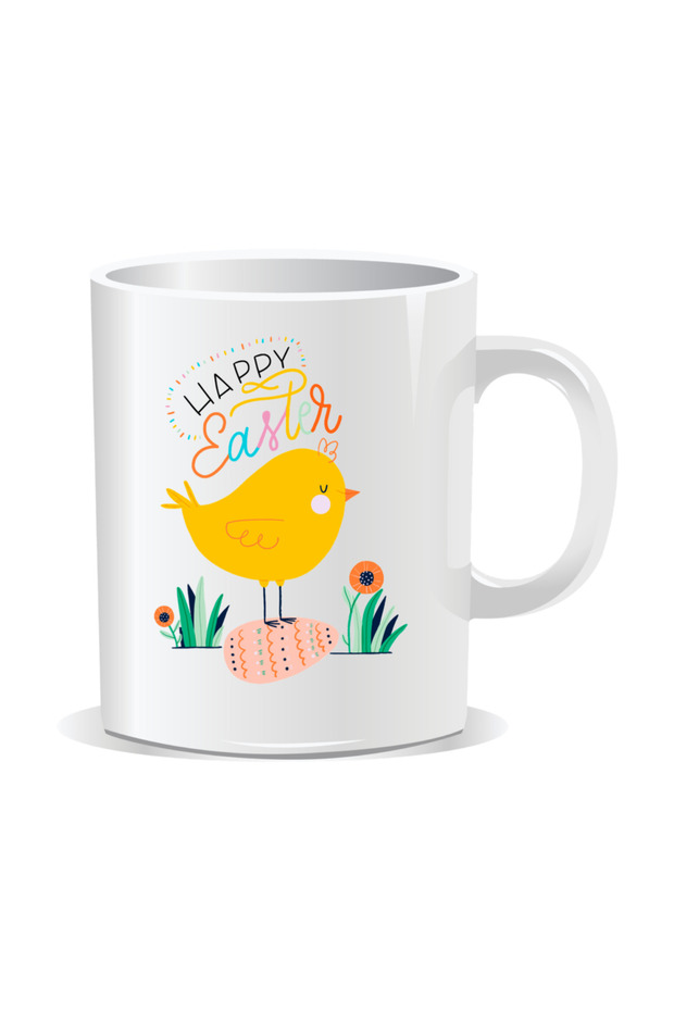Personalized Easter mug, Happy Easter with chicken - White interior - 1