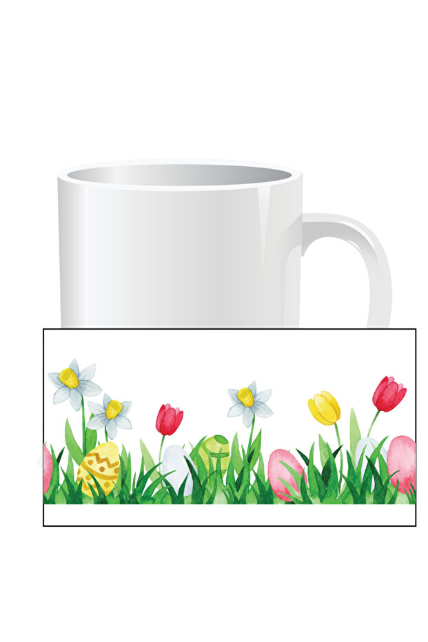 Personalized Easter mug, Easter Flowers - White interior - 1