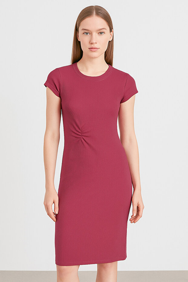 Side Ruched Ribbed Dress