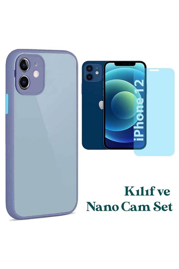Apple iPhone 12 Uyumlu Montreal Kılıf Ve Nano Cam Ekran Koruyucu Set - 1