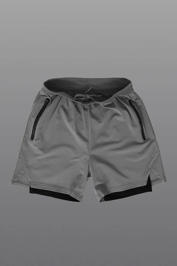 Lerixmod Unisex Gym Ve Fitness Astarlı Taytlı Şort / Gizli Cep Detaylı / Örme Lastikli - 4