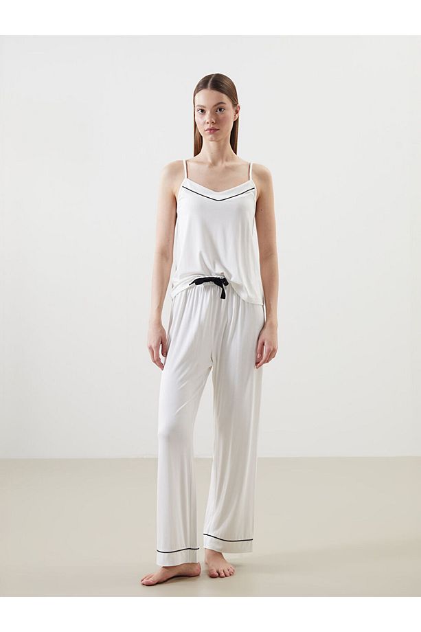 Kalp Yaka Kadın Pijama Takımı - 1