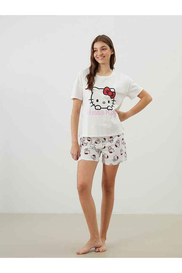 Hello Kitty Baskılı Kadın Şortlu Pijama Takımı - 2