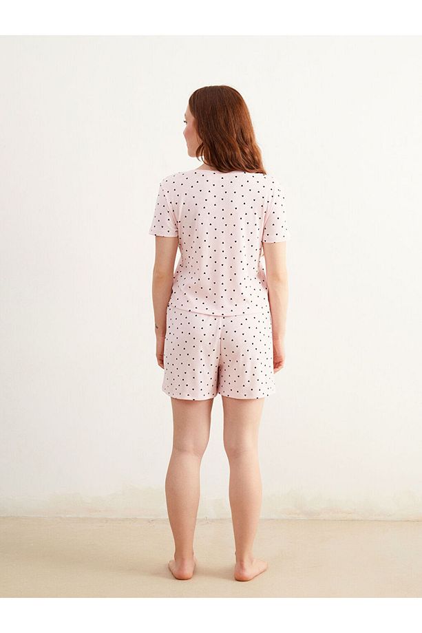 Petite Kalp Baskılı Kadın Şortlu Pijama Takımı - 4