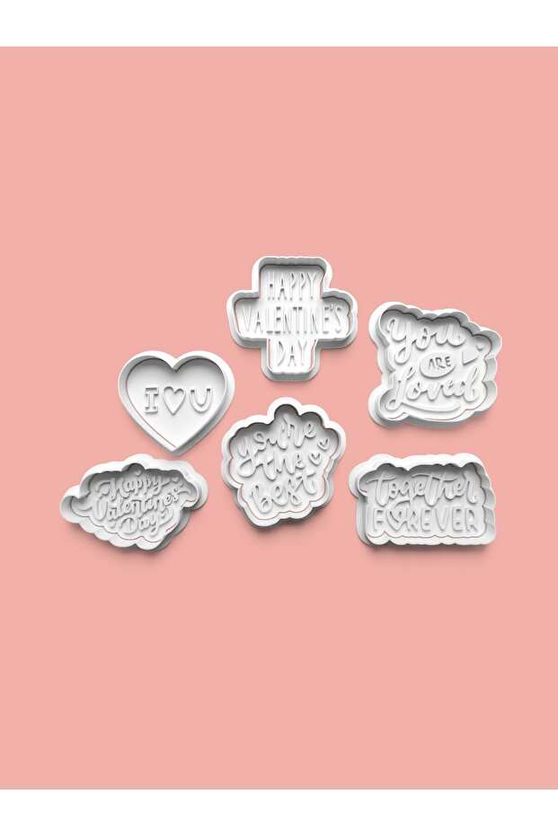 Valentine's Day Special Slogans Cookie Mold and Sugar Dough Mold Set of 6