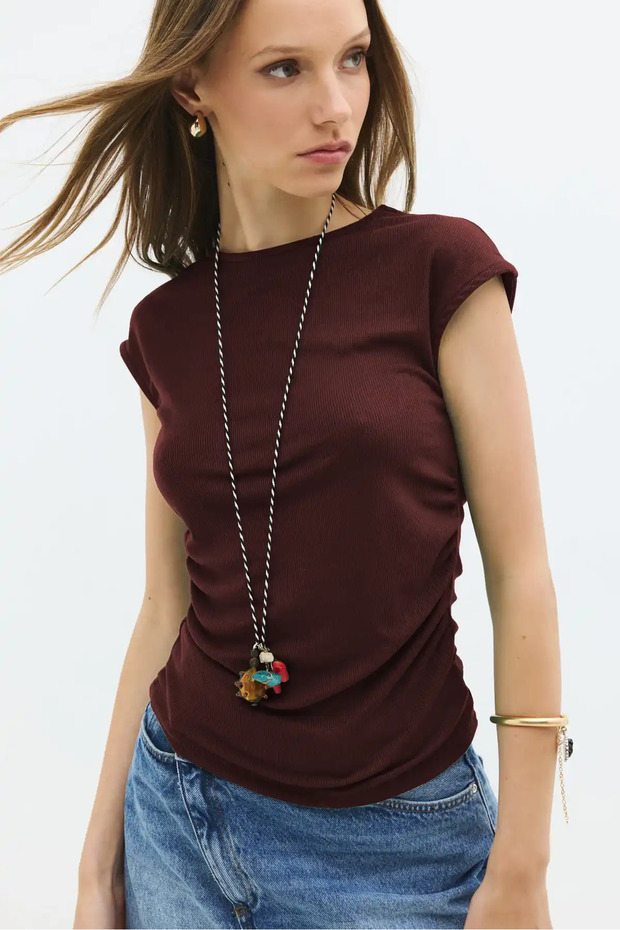 Gathered Basic Blouse - 1