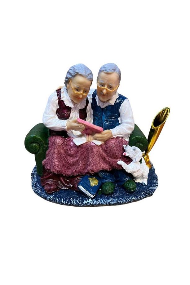 Polyester Yaşlı Çift Kalemlikli Biblo - 2