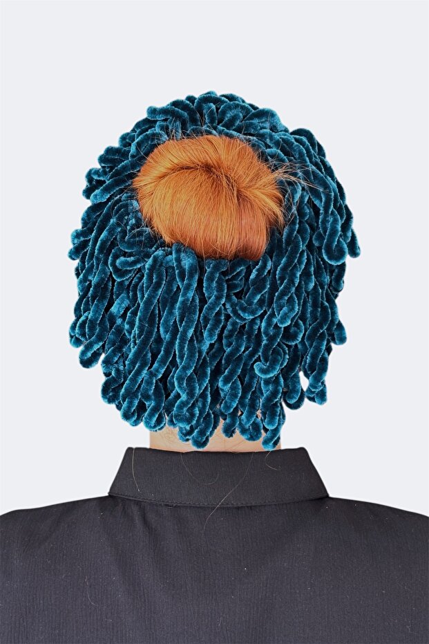 Turquoise Velvet Bun Buckle Plump Elastic Hijab Women's Accessory Buckle