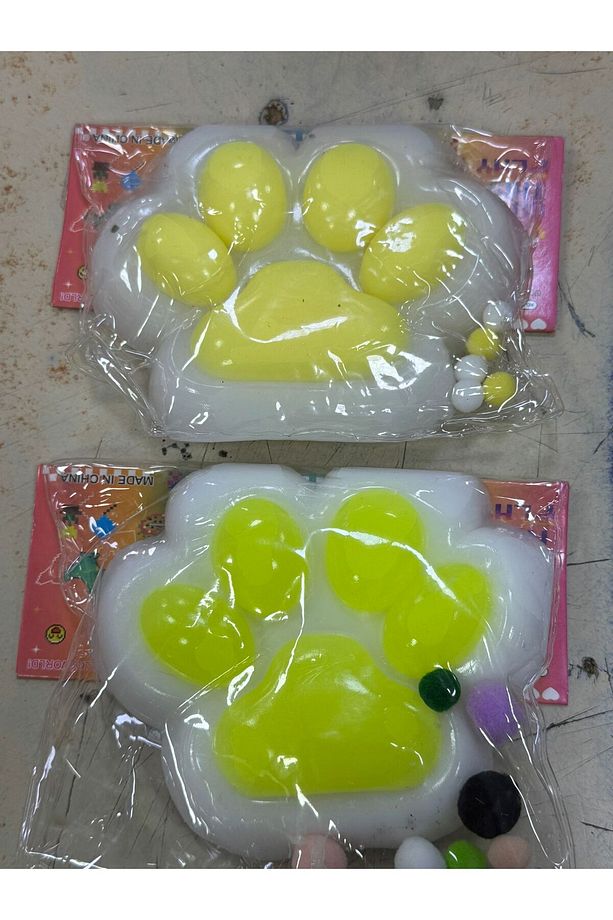 Dev Pati Squishy Taba Squishy Kedi Pati Sıkma 14 cm Pullu Pati Sukuşi Sarı - 2