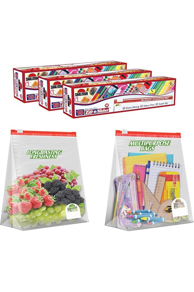 Zip 'N' Lock Reusable Slider Bag Size (Medium) Zip Lock Bag/Vegetable Bag/Freeze Bag/MultiP