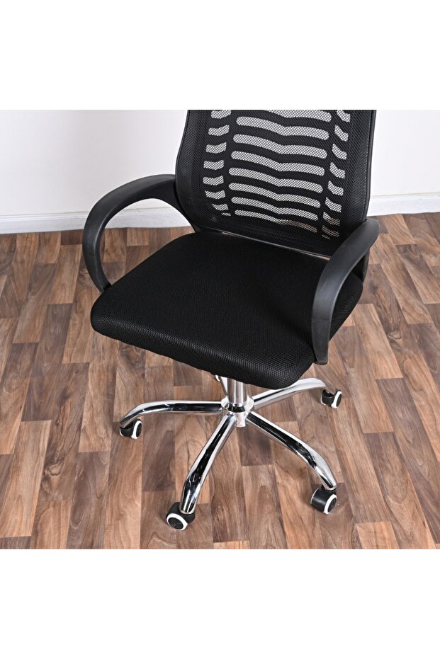 كرسي مكتب مع مسند ظهر باللون الأسود - 3