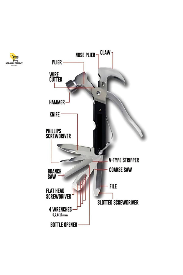 APF® 18-in-1 Tac Tool Kit, Multi-Tool for Camping and Hiking with Belt Pouch - 7