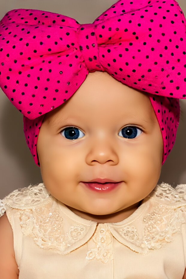 Baby Girl Bow Bonnet Polka Dot