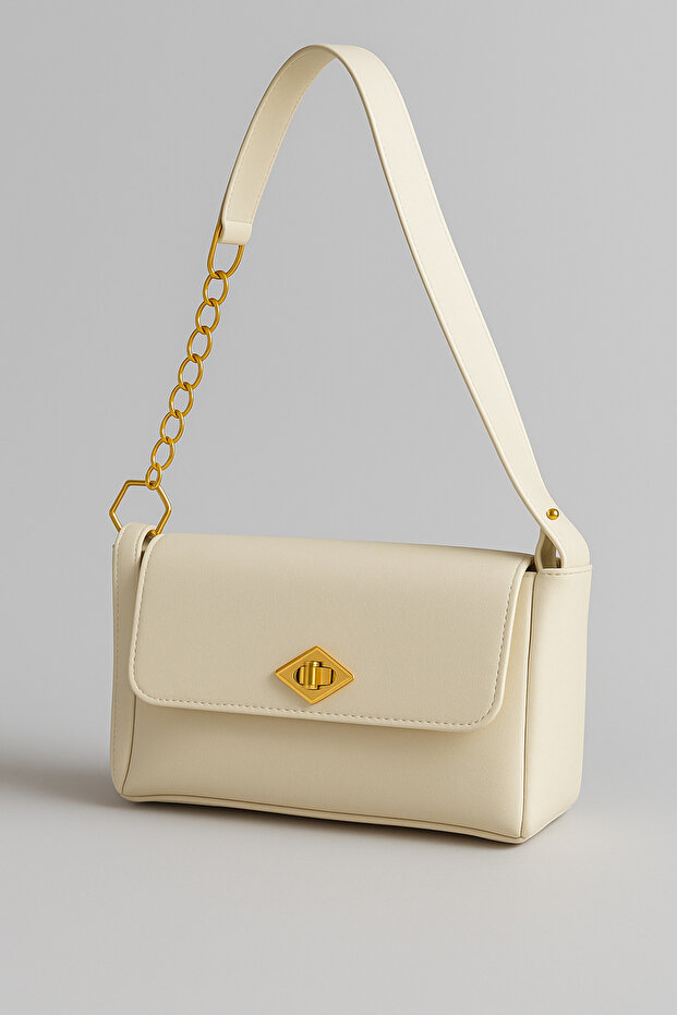 Women's Flap Shoulder Bag – Adjustable Strap Chain Detail