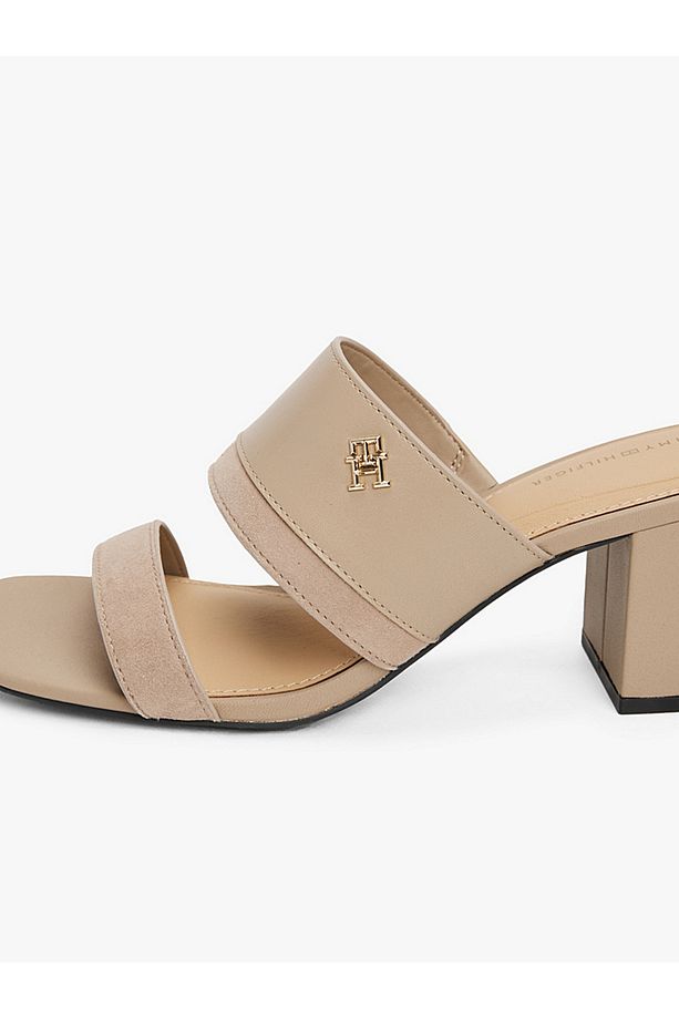 Leather Block Heel Mules - 7