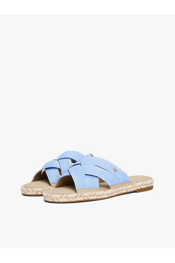 Chambray Crossover Espadrille Mules - 2