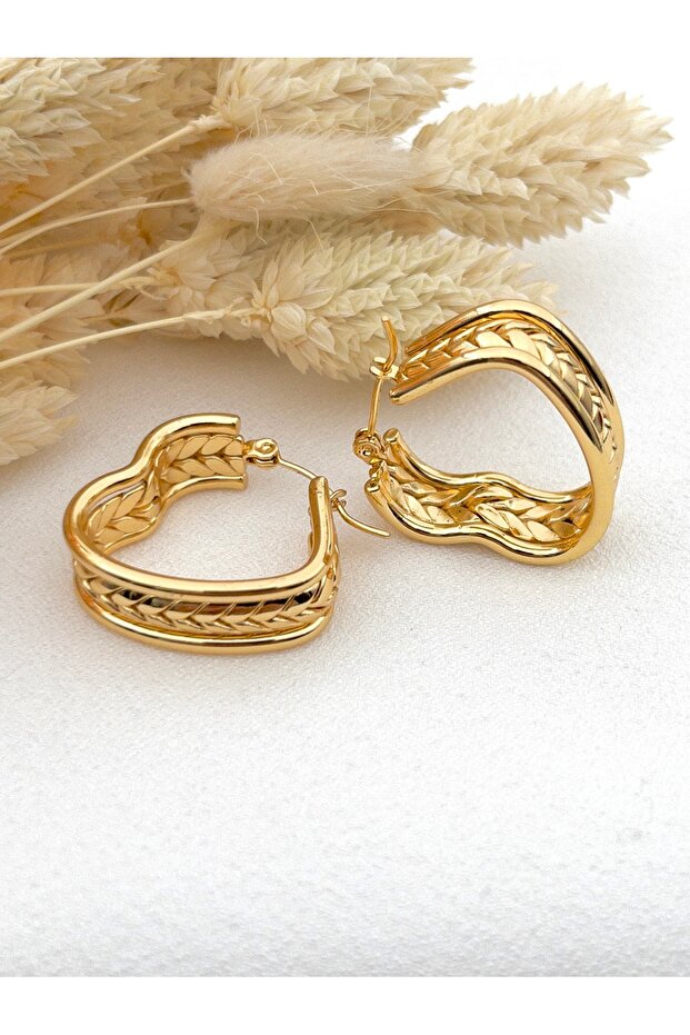 Kalp Tasarımlı Kararmaz Çelik Küpe - 4