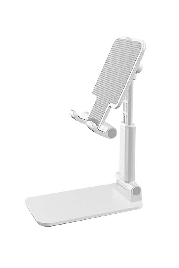 Foldable Angle Height Adjustable Cell Phone Desktop Stand White - 1