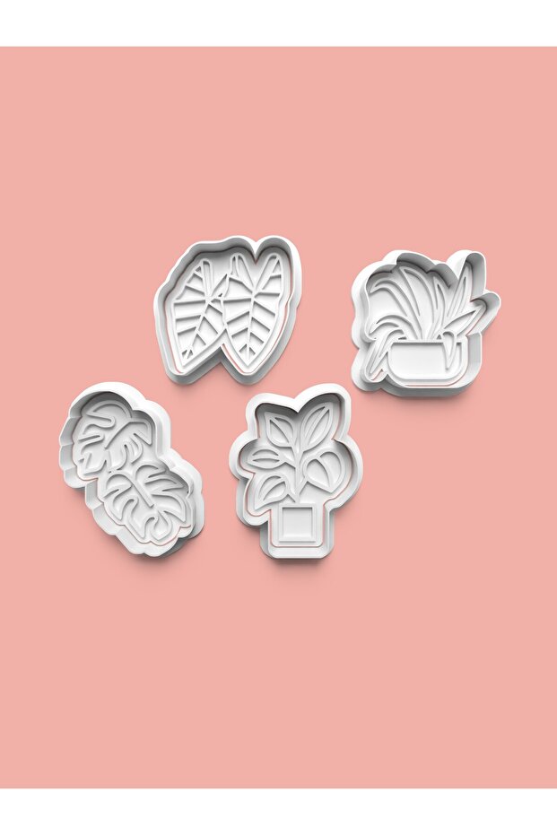 Room Plants Figure Cookie Mold and Sugar Dough Mold Set of 4 0332-Set