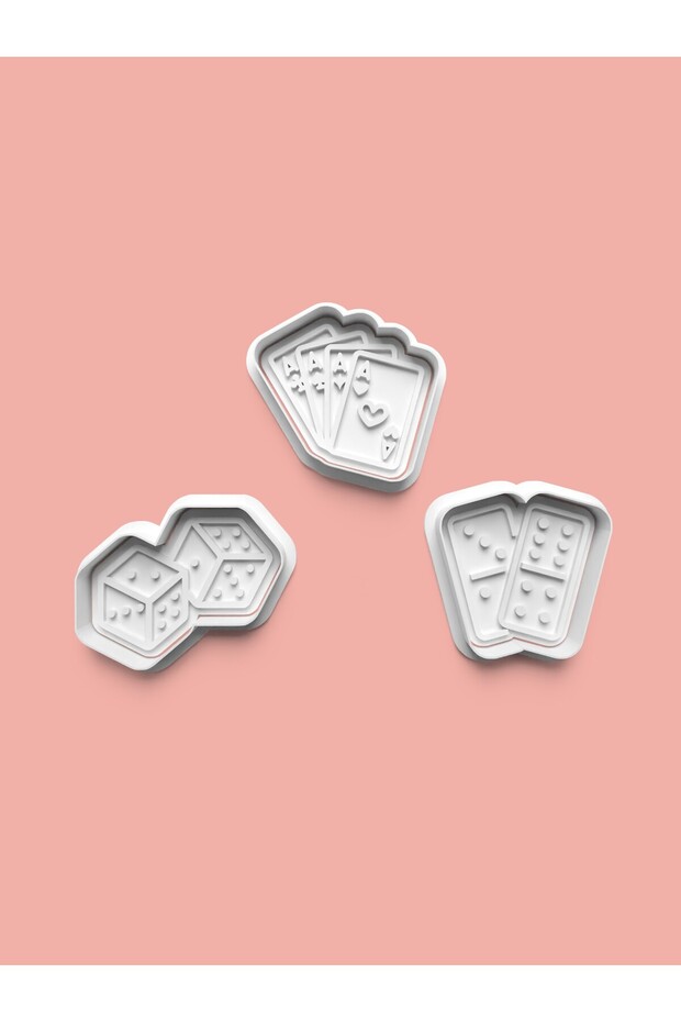 Dice and Playing Card Figure Cookie Mold and Sugar Dough Mold Set of 3