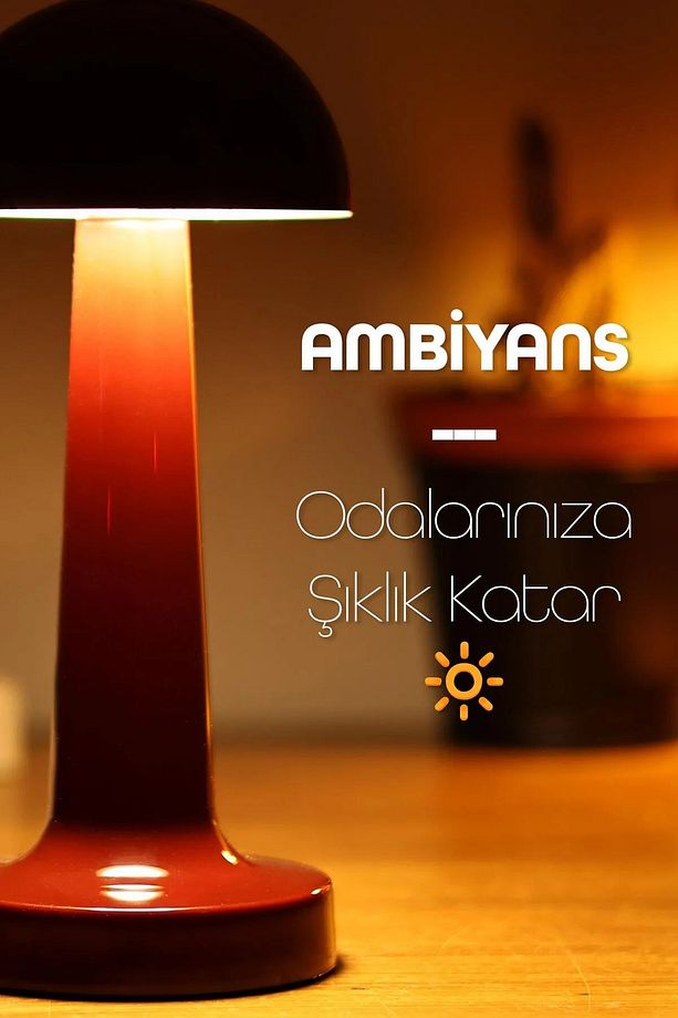 Dokunmatik Şarjlı Masa Lambası 3 MOD İskandinav Mantar Çalışma Okuma Işığı Lamba - 6