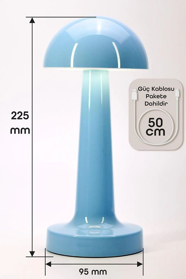 Dokunmatik Şarjlı Masa Lambası 3 MOD İskandinav Mantar Çalışma Okuma Işığı Lamba - 5