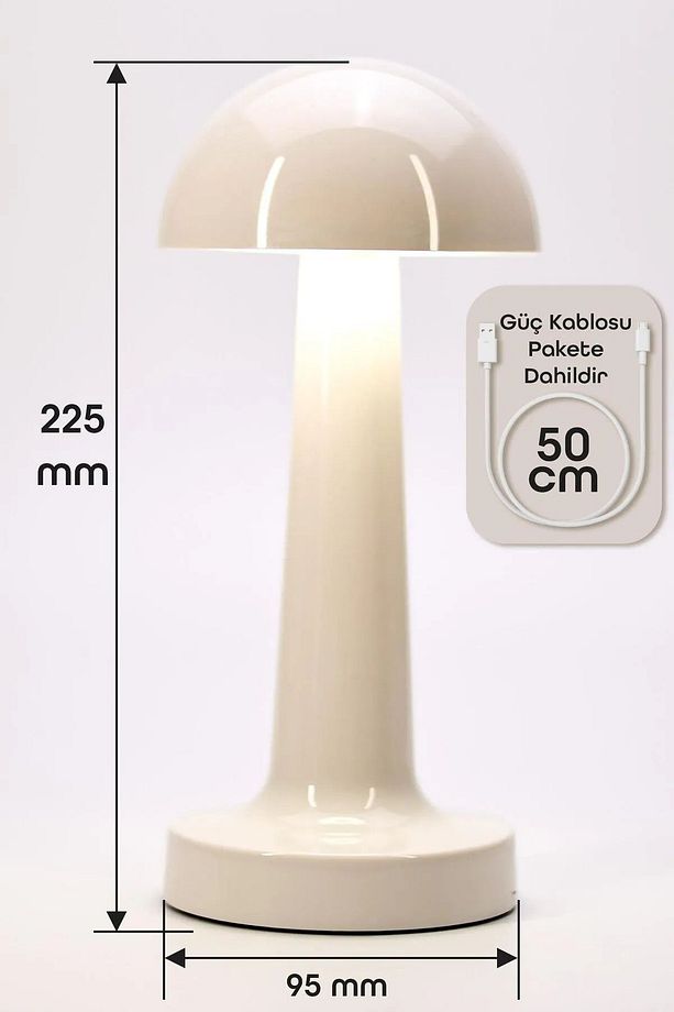 Dokunmatik Şarjlı Masa Lambası 3 MOD İskandinav Mantar Çalışma Okuma Işığı Lamba - 5