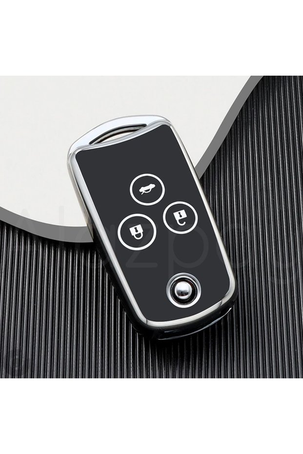 Honda Compatible Civic, Jazz, C-Rv, H-Rv, C-Rz, Accord 3 Keys Silver Edge Tpu Key Case Cover (Black)
