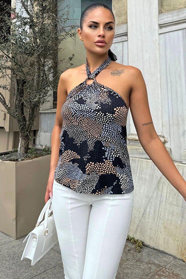 بلوزة نسائية منقوشة - 700-3630