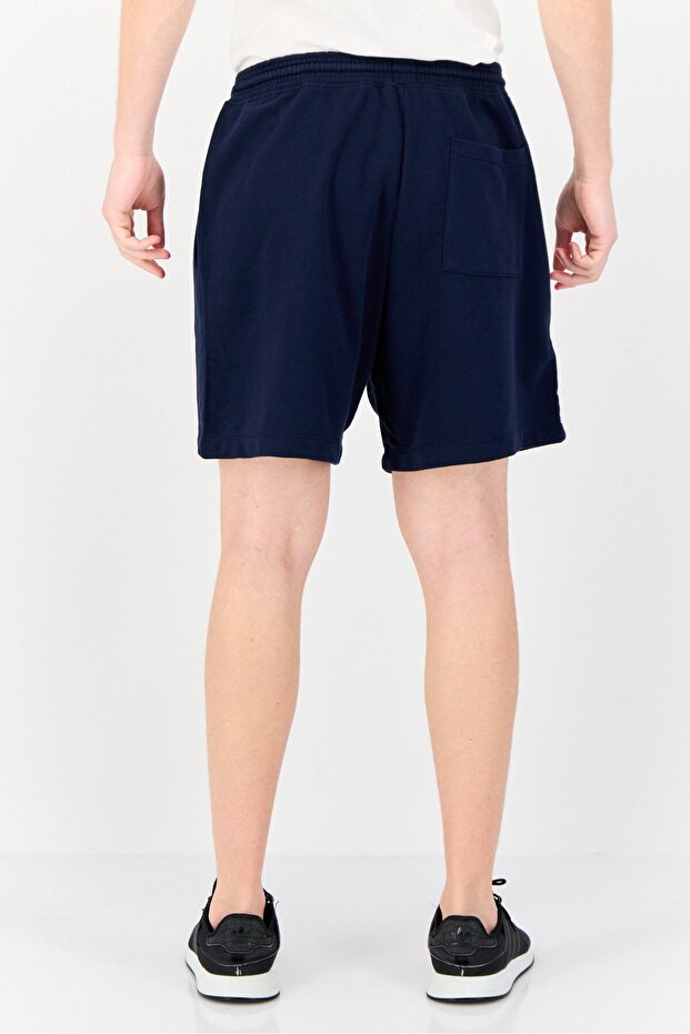 Men Solid Drawstring Basic Shorts, Navy Blue - 4