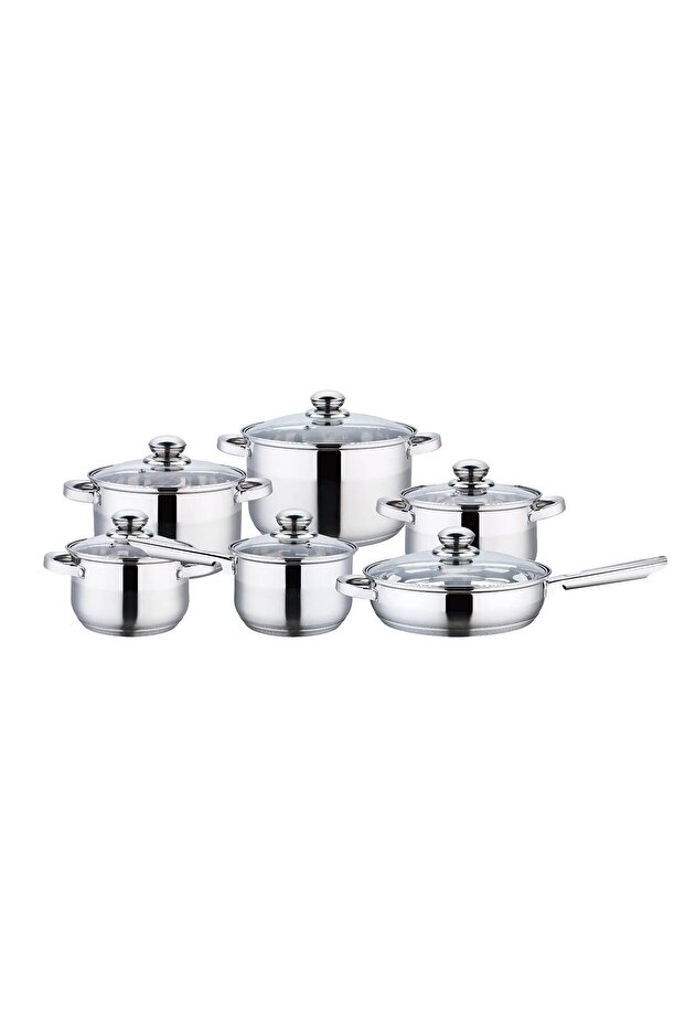 Wilson Stainless Steel 12-Piece Cookware Set - Casserole, Saucepan, Fry Pan | Heavy Duty With Stainl