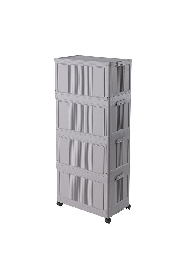 Davin 4 Katlı Portatif Kapaklı Dolap - Soft Gri - 3