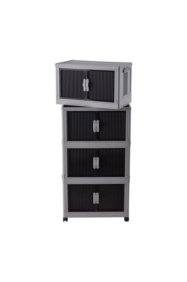 Davin 4 Katlı Portatif Kapaklı Dolap - Soft Gri - 4
