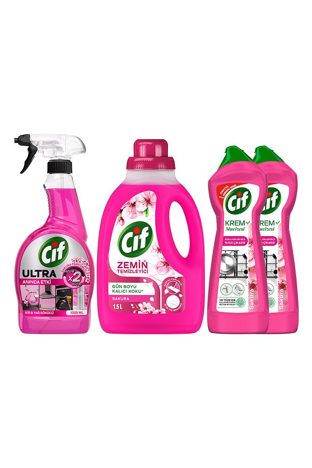 Ultra Sprey Sakura Parfümlü 1025 ml x1 + Cif Krem Sakura Parfümlü 750 ml x2 + Cif GPC Sakura x1 - 2