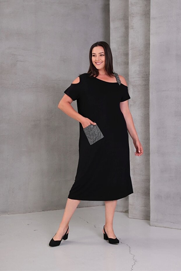 Askılı Cep Detaylı Elbise - 3